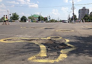 дорога желтые круги