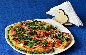 Пицца с мясом и грибами